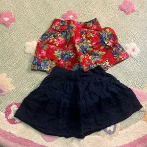 Abercrombie Kids Floral Red and Navy Skirts